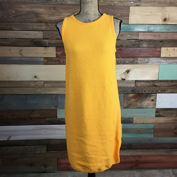 NWT Zara Knit Yellow Sweater Midi Dress L - Picture 1 of 4